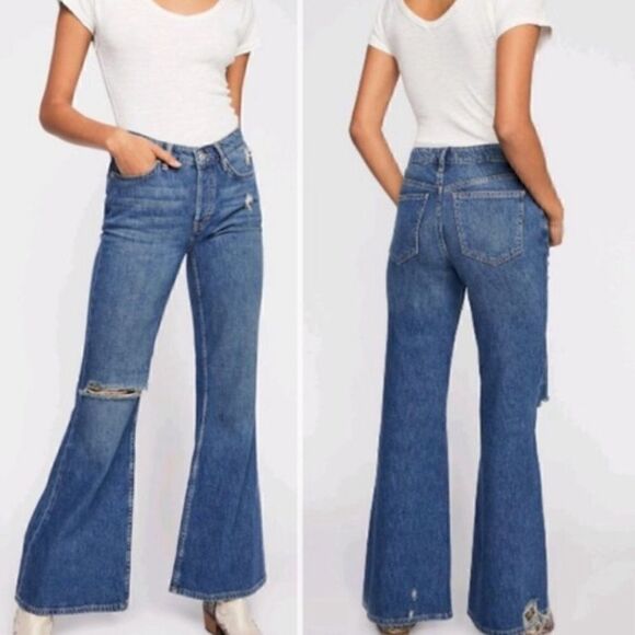 Free People Flare Denim Jeans Sz 25 - Picture 1 of 11